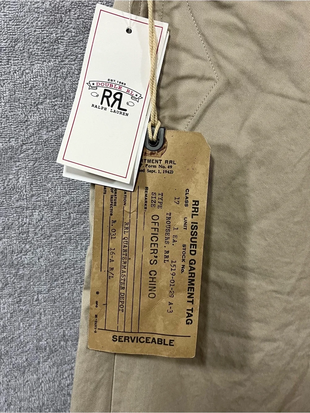 RRL Double RL Ralph Lauren Officer's Chino Pants size 31x32 Straight Fit NWT